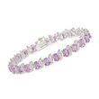 9.50 ct. t.w. Amethyst and Sterling Silver Beaded S-Link Tennis Bracelet with Diamond Accents
