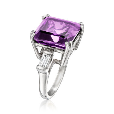 7.25 Carat Amethyst Ring with .50 ct. t.w. White Topaz in Sterling Silver
