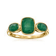 2.80 ct. t.w. Emerald Three-Stone Ring in 18kt Gold Over Sterling
