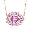 1.50 ct. t.w. Pink Sapphire and .34 ct. t.w. Diamond Teardrop Necklace in 14kt Rose Gold