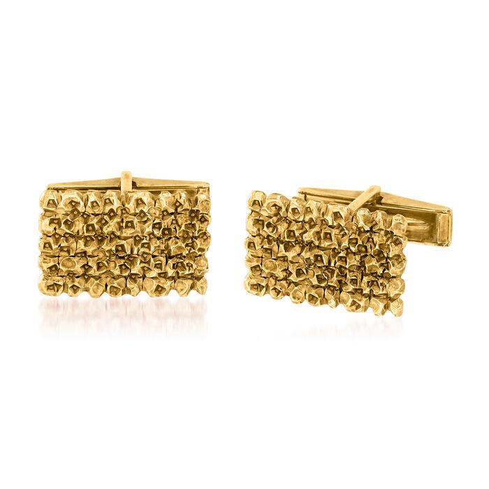 C. 1970 Vintage Men's 14kt Yellow Gold Nugget Cuff Links