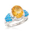 3.90 Carat Citrine and .90 ct. t.w. Apatite Ring in Sterling Silver