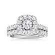 1.98 ct. t.w. Diamond Bridal Set: Engagement and Wedding Rings in 14kt White Gold