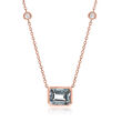 1.50 Carat Aquamarine Necklace with Diamond Accents in 14kt Rose Gold