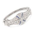 C. 1960 Vintage 2.80 ct. t.w. Diamond and .60 ct. t.w. Simulated Sapphire Bracelet in Platinum and 14kt White Gold
