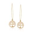 14kt Yellow Gold Tree of Life Threader Earrings