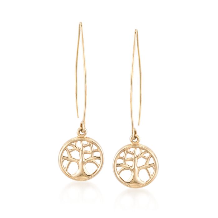 14kt Yellow Gold Tree of Life Threader Earrings