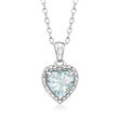 1.50 Carat Aquamarine Heart Pendant Necklace in Sterling Silver