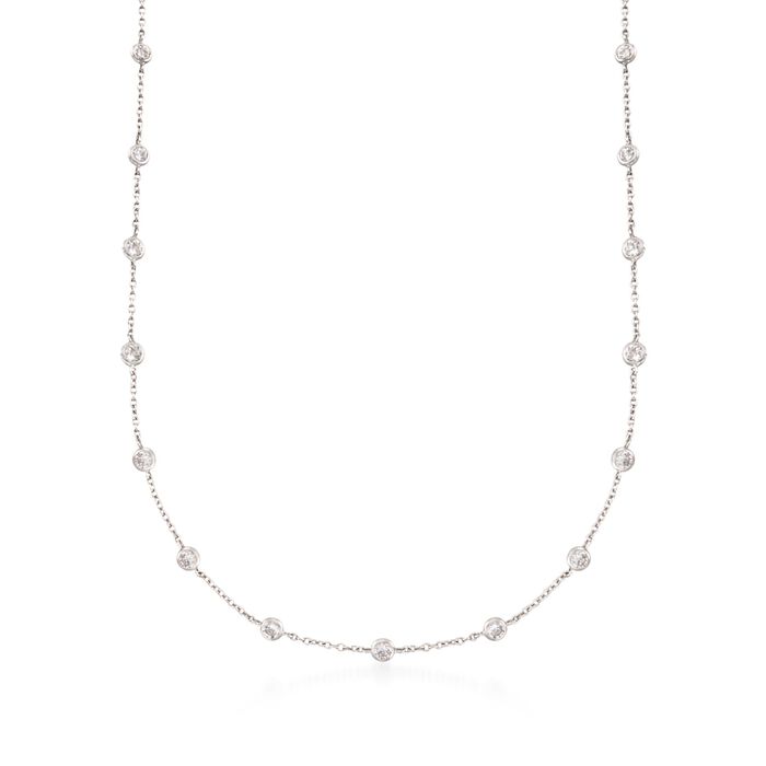 1.50 ct. t.w. CZ Station Necklace in Sterling Silver