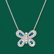 .50 ct. t.w. Blue and White Diamond Butterfly Necklace in Sterling Silver