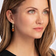 C. 1990 Vintage 8.00 ct. t.w. Citrine and .30 ct. t.w. Diamond Drop Earrings in 18kt Yellow Gold
