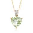 7.50 Carat Green Prasiolite and .10 ct. t.w. White Topaz Pendant Necklace in 18kt Gold Over Sterling