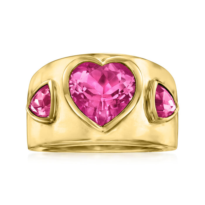 5.50 ct. t.w. Pink Topaz Heart Ring in 18kt Gold Over Sterling