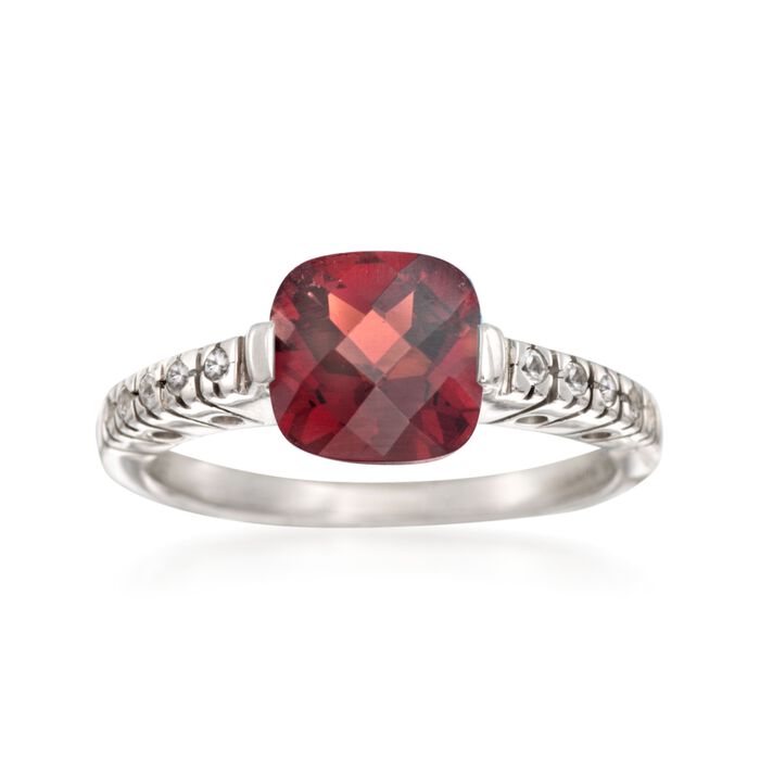 2.60 Carat Garnet and .10 ct. t.w. White Topaz Ring in Sterling Silver