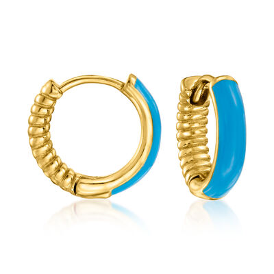 Multicolored Enamel Jewelry Set: Three Pairs of Reversible Hoop Earrings in 18kt Gold Over Sterling