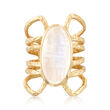 Multi-Row Moonstone Ring in 18kt Yellow Gold Over Sterling Silver