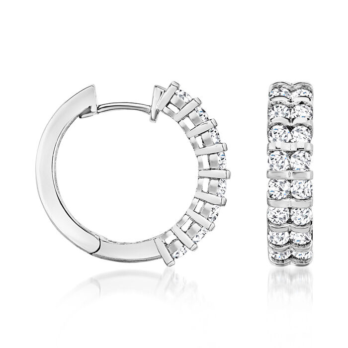 1.50 ct. t.w. Diamond Two-Row Hoop Earrings in 14kt White Gold