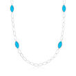 Charles Garnier &quot;Marquise&quot; Synthetic Turquoise and 1.50 ct. t.w. CZ Link Necklace in Sterling Silver