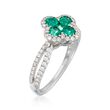 Gregg Ruth .53 ct. t.w. Emerald and .38 ct. t.w. Diamond Ring in 18kt White Gold
