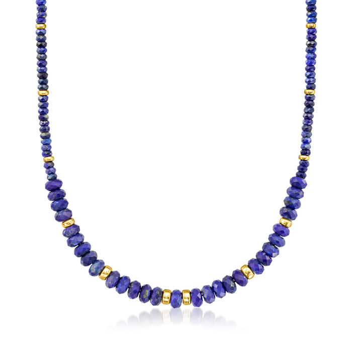 4-8mm Lapis Bead Graduated Necklace with 14kt Yellow Gold