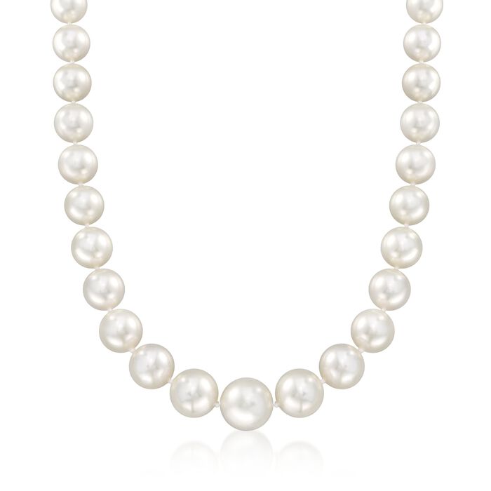 12-17mm Cultured South Sea Pearl Necklace with Diamond Accents in 14kt White Gold