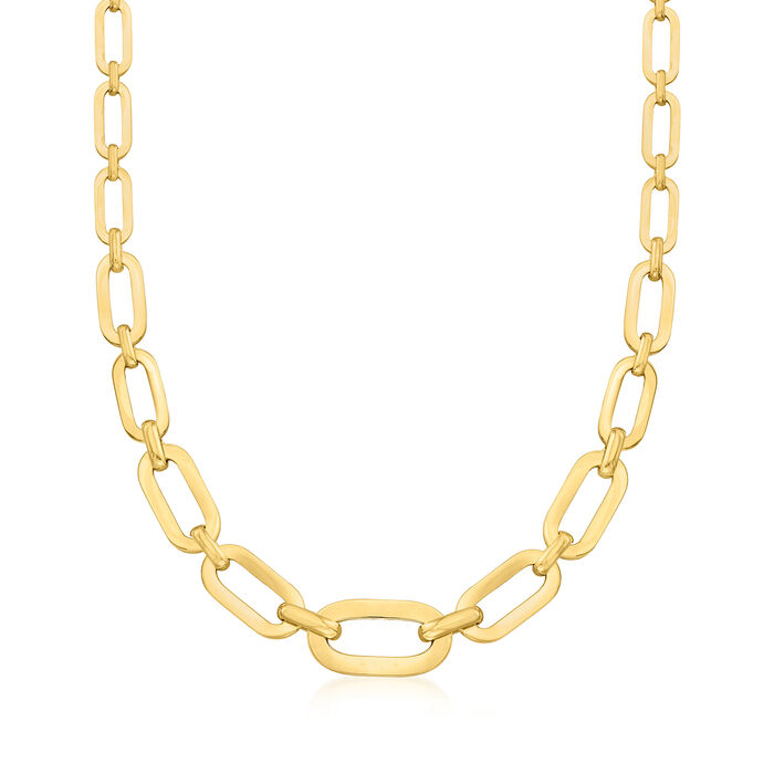 Italian 18kt Yellow Gold Paper Clip Link Necklace
