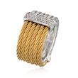 ALOR &quot;Classique&quot; .23 ct. t.w. Diamond Two-Tone Stainless Steel Cable Ring with 18kt White Gold