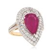 3.75 Carat Ruby and 1.35 ct. t.w. Diamond Ring in 18kt Yellow Gold