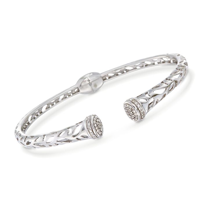 .20 ct. t.w. Pave Diamond Openwork Cuff Bracelet in Sterling Silver