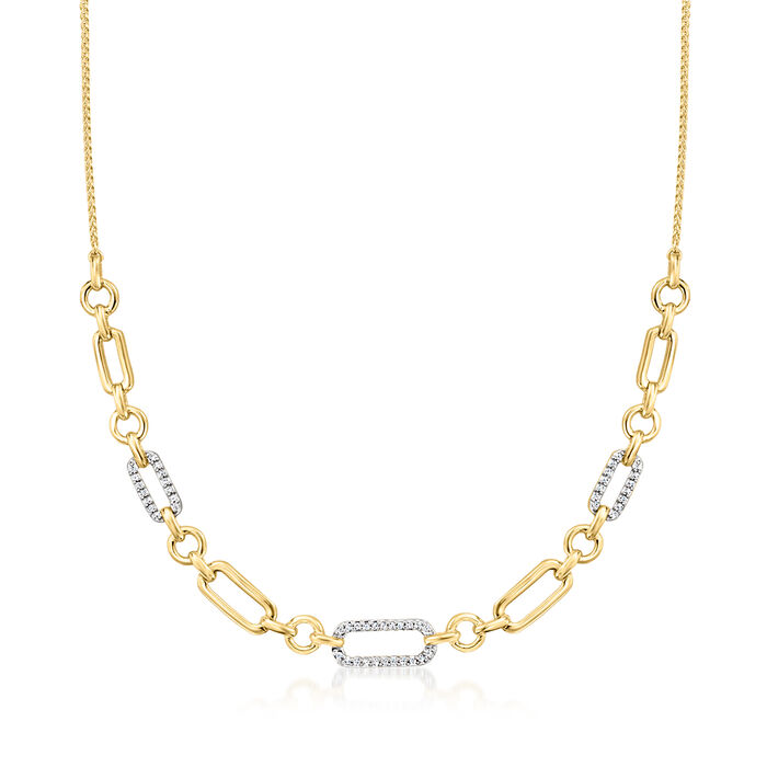 .25 ct. t.w. Diamond Elongated-Link Necklace in 18kt Gold Over Sterling