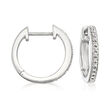 Sterling Silver Small Hoop Earrings with Diamond Accents