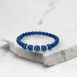 6-8mm Lapis Bead and .24 ct. t.w. Diamond Stretch Bracelet with Sterling Silver