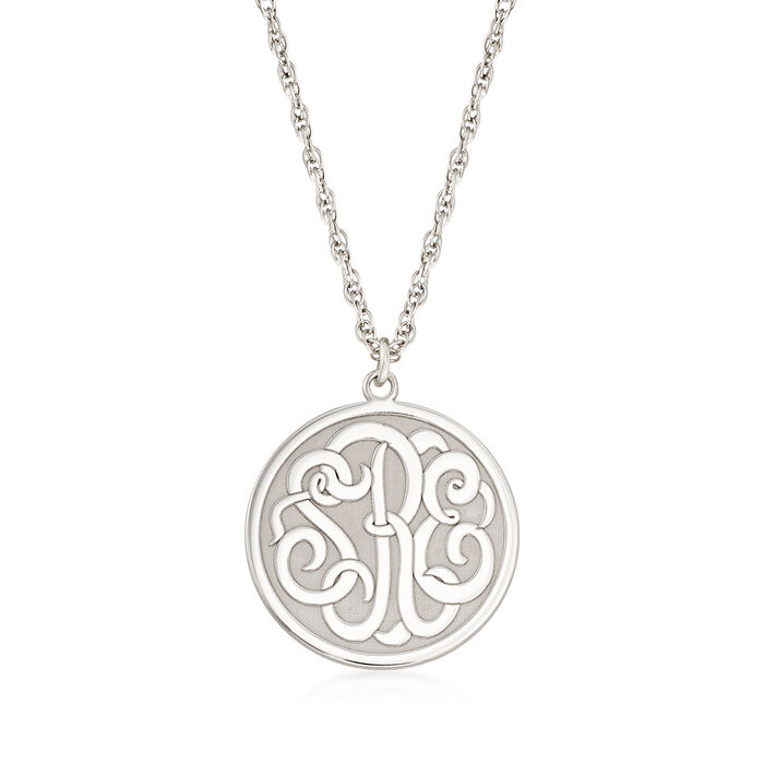 Sterling Silver Personalized Monogram Circle Pendant Necklace