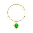 Italian Green Venetian Glass and 2.40 ct. t.w. Peridot Pendant in 18kt Gold Over Sterling