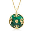 Malachite &quot;Good Fortune&quot; Butterfly Pendant Necklace in 18kt Gold Over Sterling
