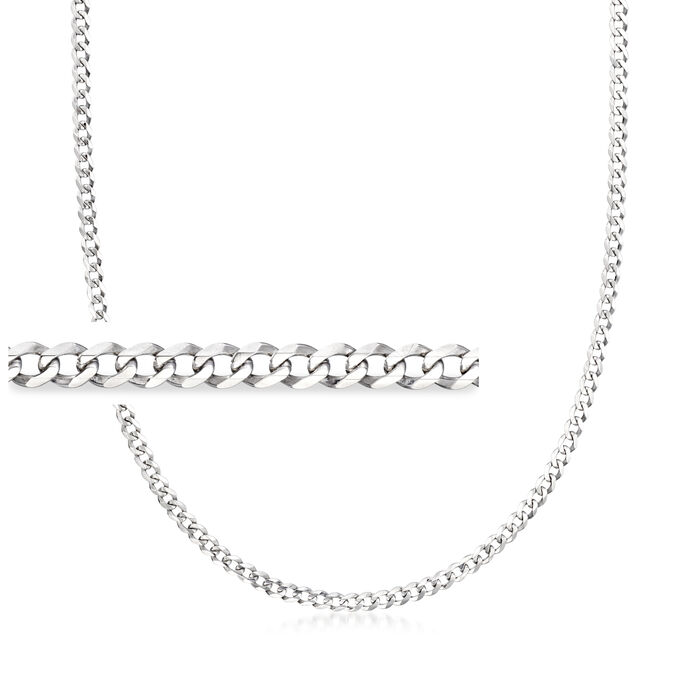 3.7mm 14kt White Gold Curb-Link Necklace