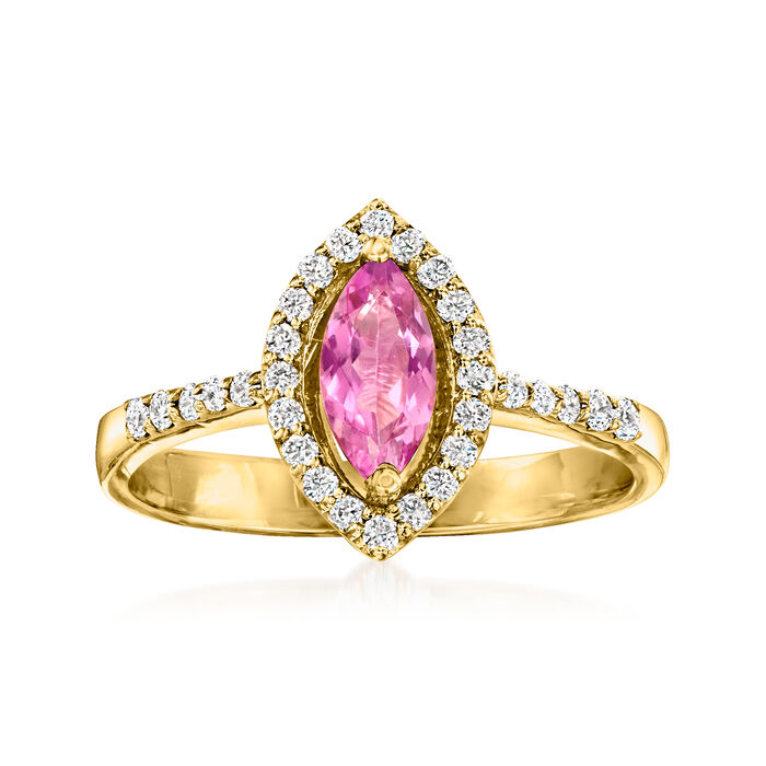 .50 Carat Pink Tourmaline and .26 ct. t.w. Diamond Ring in 14kt Yellow Gold