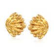 C. 1980 Vintage Henry Dunay 18kt Yellow Gold Hammered Shell Earrings