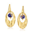 Italian Multicolored Murano Glass Bead Oval Drop Earrings in 18kt Gold Over Sterling