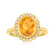 2.20 Carat Citrine and .12 ct. t.w. Diamond Ring in 14kt Yellow Gold
