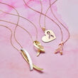14kt Yellow Gold Breast Cancer Awareness Heart Charm Necklace. 18&quot;