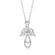 .13 ct. t.w. Diamond Angel Pendant Necklace in Sterling Silver