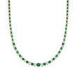 6.50 ct. t.w. Emerald and 1.50 ct. t.w. Diamond Tennis Necklace in 18kt Gold Over Sterling