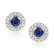 C. 1980 Vintage .80 ct. t.w. Sapphire and .50 ct. t.w. Diamond Earrings in 14kt White Gold