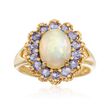 Opal and .70 ct. t.w. Iolite Ring in 18kt Gold Over Sterling