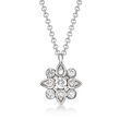 Gabriel Designs .22 ct. t.w. Diamond Flower Pendant Necklace in 14kt White Gold