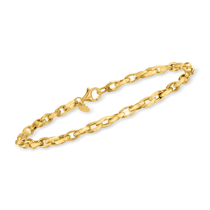 Italian 3mm 14kt Yellow Gold Elongated Cable-Link Bracelet