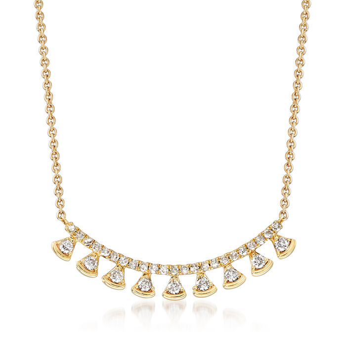 .27 ct. t.w. Diamond Curved Bar Drop Necklace in 14kt Yellow Gold