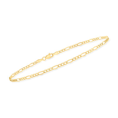 2.5mm 10kt Yellow Gold Figaro-Link Anklet