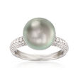 Mikimoto &quot;Classic&quot; 11mm A+ South Sea Pearl and .66 ct. t.w. Diamond Ring in 18kt White Gold